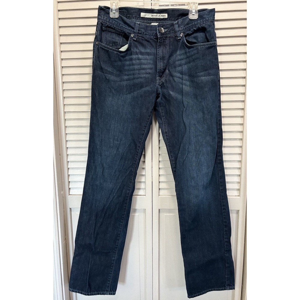 DKNY Straight Leg Jeans Medium Wash Denim Size 32X34 Low Rise‎ Logo